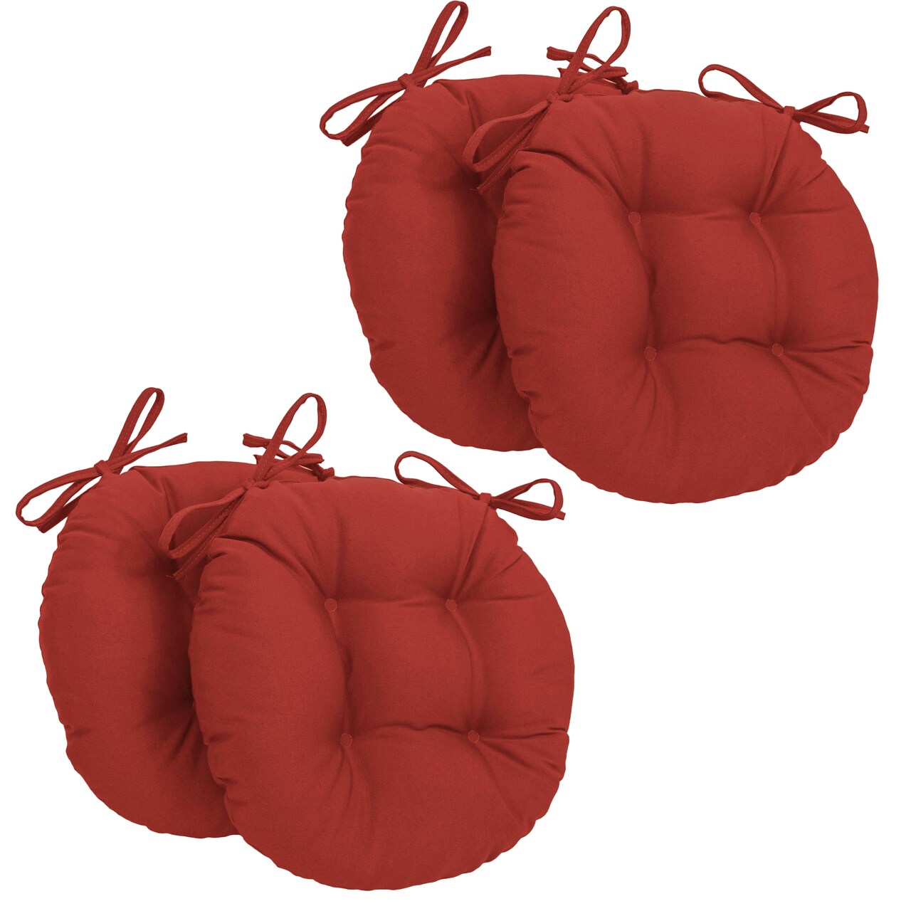 16-inch Solid Twill Round Tufted Chair Cushions (Set of 4) - Ruby Red